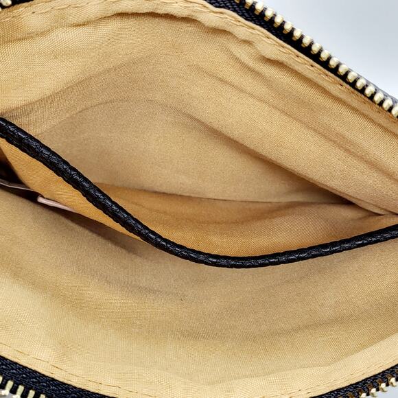 Sondra Roberts Black Squared Faux Pebbled Leather Gold Chain Detail Wristlet Bag - Picture 6 of 9